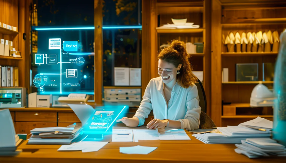 Sur la tablette, un schéma relie OZIR aux outils comptables de l'entreprise
